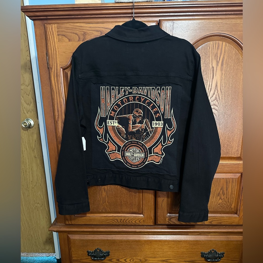 Harley-Davidson upcycled denim jean jacket tee One of a Kind